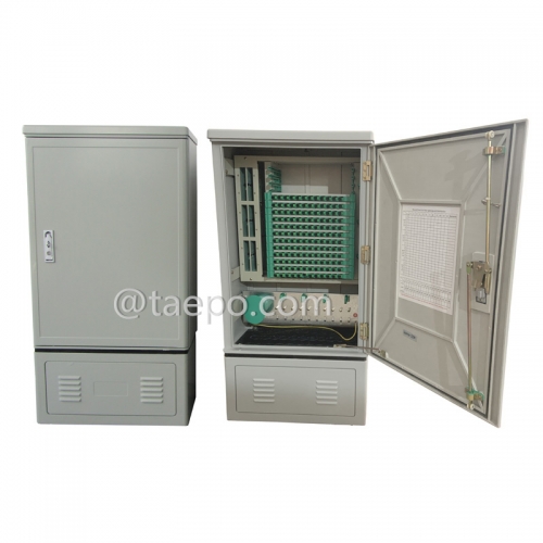 Outdoor SMC fiber street cabinet, SC, 144 fibers, single-sided, single door, plastic case splitter type, with 6 plastic case slots