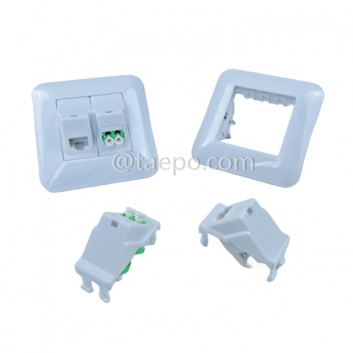 Hybrid outlet LC/APC duplex + 1-port keystone jack CAT6 UTP 8P8C
