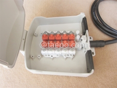 Outdoor 10 pairs terminal box for STUB module, 257x204x90mm, screw snap locking, plastic housing, with STUB module with over-voltage protection, cable length 4m