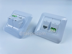 Hybrid outlet LC/APC duplex + 1-port keystone jack CAT6 UTP 8P8C
