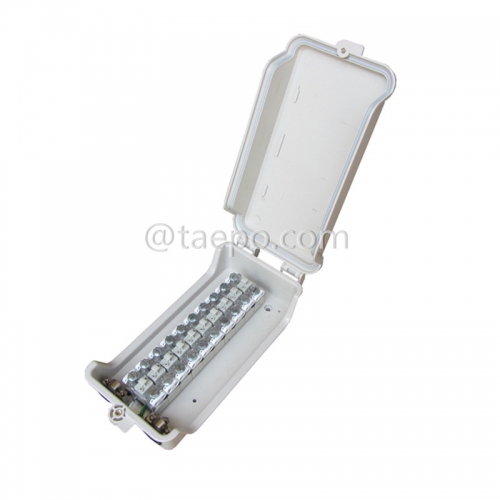 Outdoor 10 pairs distribution point box for STB module, 270x145x81mm, screw locking, plastic housing, with STB module without protection