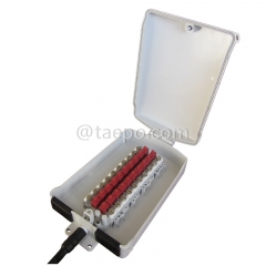 Outdoor 20 pairs terminal box for STUB module, 350x204x90mm, screw snap locking, plastic housing, with STUB module with over-voltage protection, cable length 4m