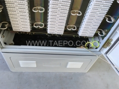 Outdoor 2400 pairs cross connection cabinet, SMC housing, with base, double-sided, for LSA module, 400pairs x 3 columns, 1450(H) x 750(W) x 540(D)mm, with 2400P back mount frame, cable clamp, cable rings, without LSA modules