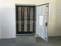 Outdoor 2400 pairs cross connection cabinet, SMC housing, with base, double-sided, for LSA module, 400pairs x 3 columns, 1450(H) x 750(W) x 540(D)mm, with 2400P back mount frame, cable clamp, cable rings, without LSA modules