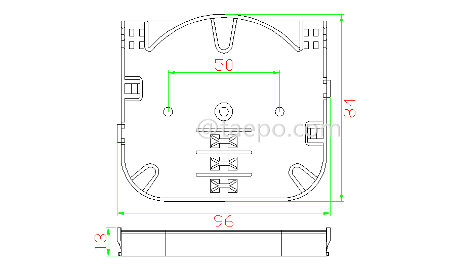 Drawing for 6 fibers plastic Fiber splice tray