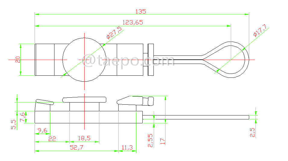 Schematic Diagrams for FTTH fiber drop cable anchoring clamp and holder