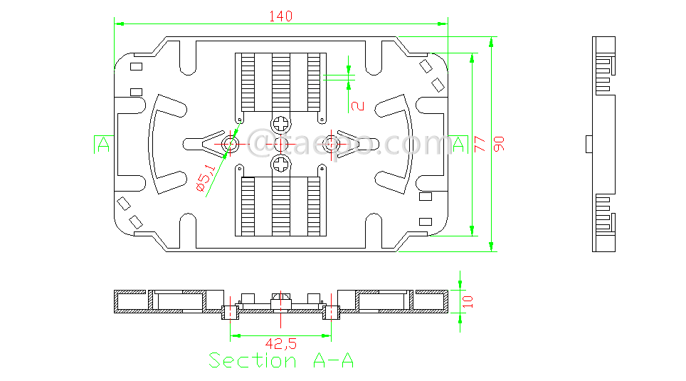 Drawing for Fiber splice tray, 12 fibers