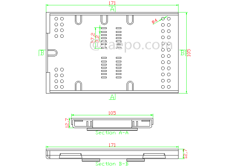 Drawing for Fiber splice cassette, 24 fibers