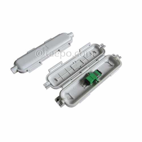 Drop cable splice box, outdoor, 160x47x17mm, SC, 1 inlet 1 oulet, without adapter