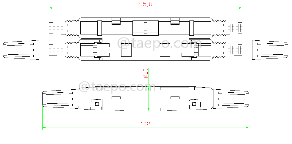 Drawing for Drop cable splice box, 1 inlet 1 oulet
