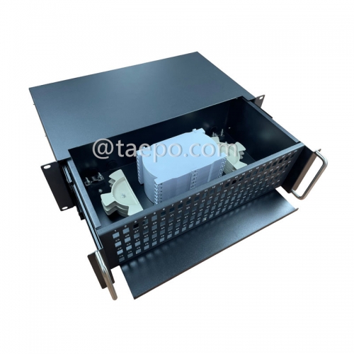 Rack mounted ODF, 19", 3U, SC, 96 fibers, metal guide rail sliding, cold rolling steel housing with powder coating
