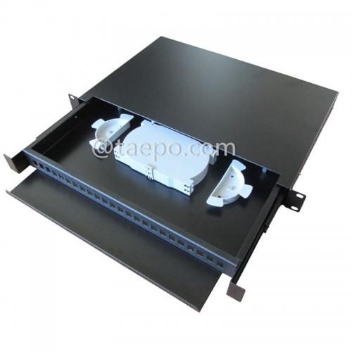 Rack mounted ODF, 19", 1U, SC, 24 fibers, sliding without guiding rail, cold rolling steel housing with powder coating