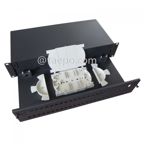 Rack mounted ODF, 19", 2U, SC, 48 fibers, sliding without guiding rail, cold rolling steel housing with powder coating
