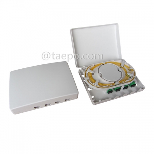 Fiber termination box (FTB), indoor, SC, 4 fibers, plastic housing, flip cover