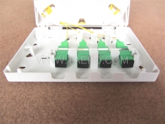 Fiber termination box (FTB), indoor, SC, 4 fibers, plastic housing, flip cover