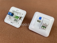 Hybrid outlet LC/APC duplex + 1-port UK socket