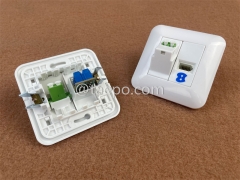 Hybrid outlet LC/APC duplex + 1-port UK socket
