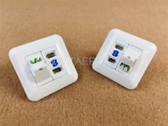 Hybrid outlet LC/APC duplex + 2-port UK socket