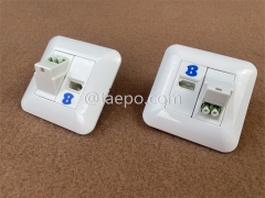 Hybrid outlet LC/APC duplex + 1-port UK socket