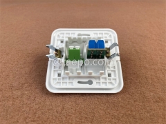 Hybrid outlet LC/APC duplex + 1-port UK socket