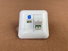 Hybrid outlet LC/APC duplex + 1-port UK socket