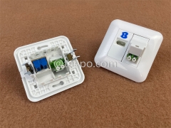 Hybrid outlet LC/APC duplex + 1-port UK socket