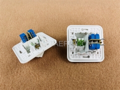 Hybrid outlet LC/APC duplex + 2-port UK socket