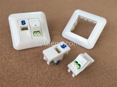 Hybrid outlet LC/APC duplex + 1-port UK socket