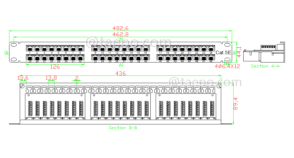 Schematic Diagrams for 48 port patch panel CAT5E