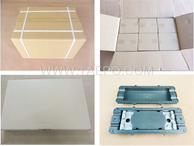 Packing pictures for Fiber optic splice closure (FOSC), horizontal type, mechanical sealing, 12 fibers, max 24 bunchy fibers
