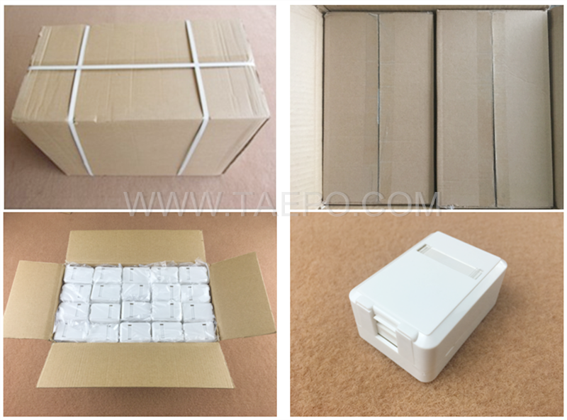 Packing pictures for 1-port surface box, CAT5E, RJ45, 8P8C, UTP, AP style