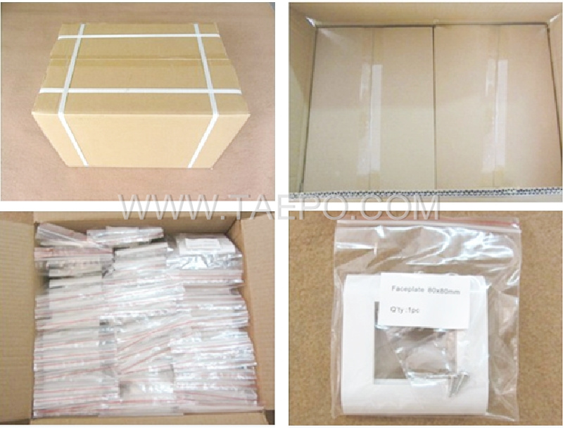 Packing pictures for 2-port faceplate, 80x80mm, French style