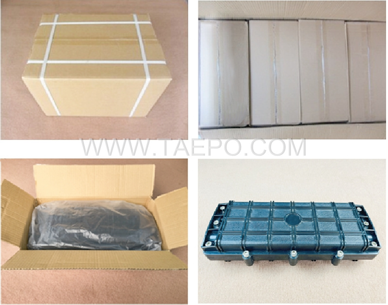 Packing pictures for Fiber optic splice closure (FOSC), horizontal flip type, mechanical sealing, 12 fibers, max 48 bunchy fibers