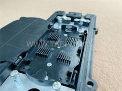 Fiber optic splice closure (FOSC), horizontal type, mechanical sealing, 12 fibers, max 24 bunchy fibers