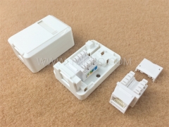 1-port surface box, CAT5E, RJ45, 8P8C, UTP, 65x48x27mm, AP style