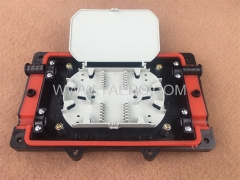 Fiber optic splice closure (FOSC), horizontal type, mechanical sealing, 12 fibers, max 24 bunchy fibers