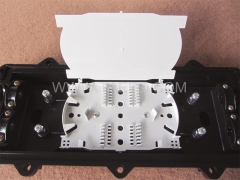 Fiber optic splice closure (FOSC), horizontal type, mechanical sealing, 24 fibers