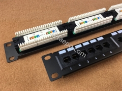 19 inch 1U rack mounted 24 port CAT5E RJ45 UTP network patch panel with 110 and IDC Terminal from China Manufacturer TAEPO for Sale