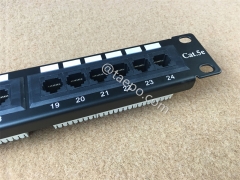 19 inch 1U rack mounted 24 port CAT5E RJ45 UTP network patch panel with 110 and IDC Terminal from China Manufacturer TAEPO for Sale