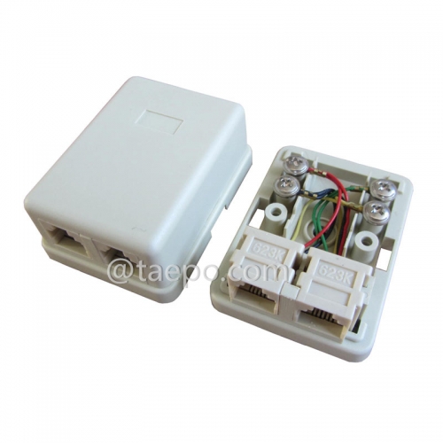 2 port CAT3 6P4C telephone jack wire connection box