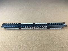 19 inch 1U rack mounted 24 port CAT5E RJ45 UTP network patch panel with 110 and IDC Terminal from China Manufacturer TAEPO for Sale