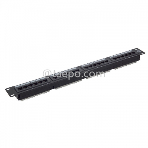 19 inch 1U rack mounted 24 port CAT5E RJ45 UTP network patch panel with 110 and IDC Terminal from China Manufacturer TAEPO for Sale
