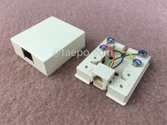1-port connection box, CAT3, 6P4C, 55x49x20.5mm