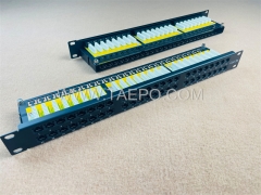 19 inch server rack 1U 48 port CAT5E RJ45 network patch panel with cable bracket from China Manufacturer TAEPO for Sale