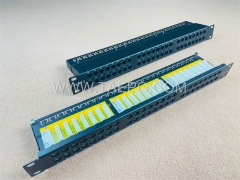 19 inch server rack 1U 48 port CAT5E RJ45 network patch panel with cable bracket from China Manufacturer TAEPO for Sale