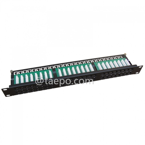 19 inch server rack 1U 48 port CAT5E RJ45 network patch panel with cable bracket from China Manufacturer TAEPO for Sale