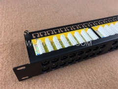 19 inch server rack 1U 48 port CAT5E RJ45 network patch panel with cable bracket from China Manufacturer TAEPO for Sale