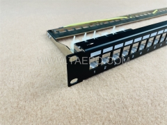 19 inch 1U 24 port CAT5E RJ45 STP shielded patch panel with cable manager from China manufacturer TAEPO for Sale