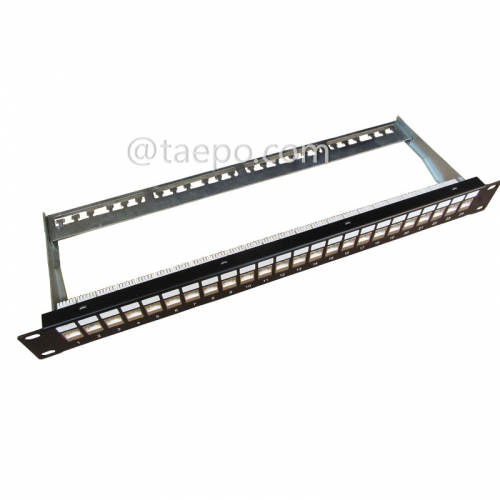 19 inch 1U 24 port CAT5E RJ45 STP shielded patch panel with cable manager from China manufacturer TAEPO for Sale