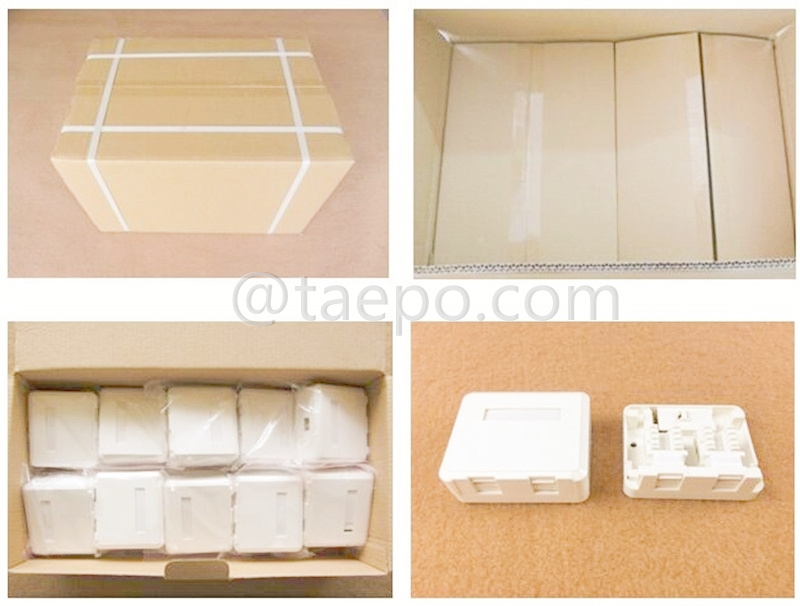 Packing pictures for 2-port surface box, CAT5E, RJ45, 8P8C, UTP